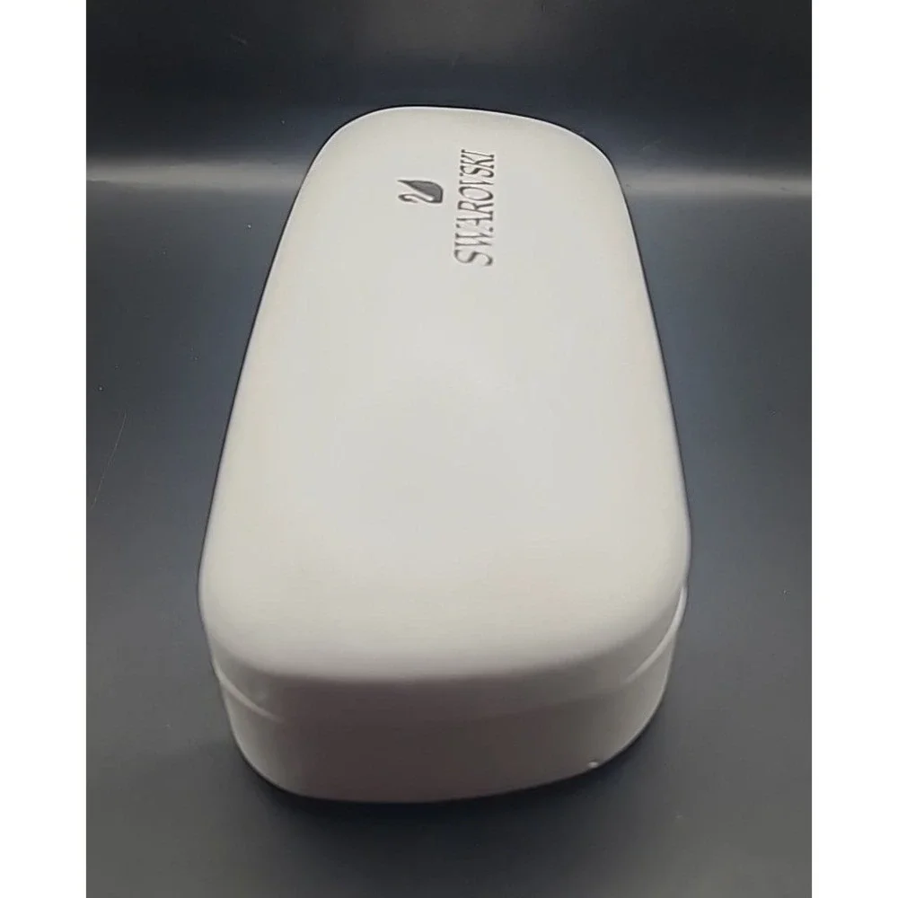 Swarovski Eyeglass Case ONLY White Good Hard Shell Swan Logo Protective